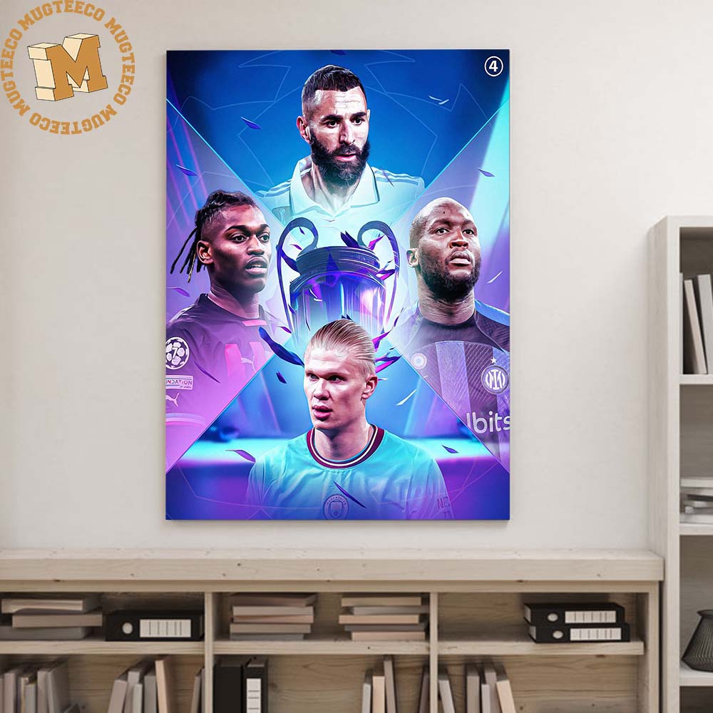 UEFA Champions League 2023 The Final Four Real Madrid Manchester City Inter Milan  AC Milan Poster Canvas - Mugteeco