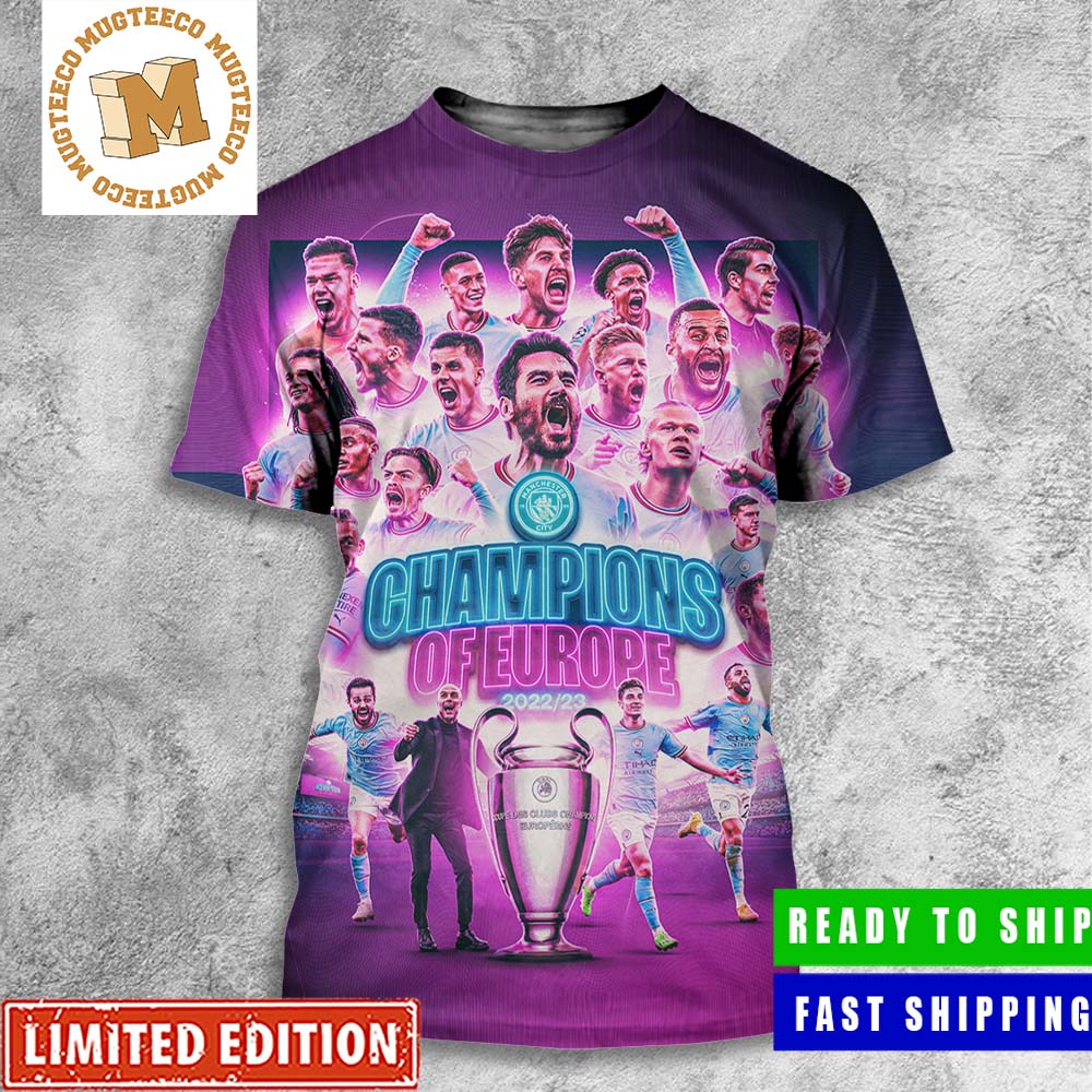 Manchester City UEFA Champions League 2023 3D T-Shirt