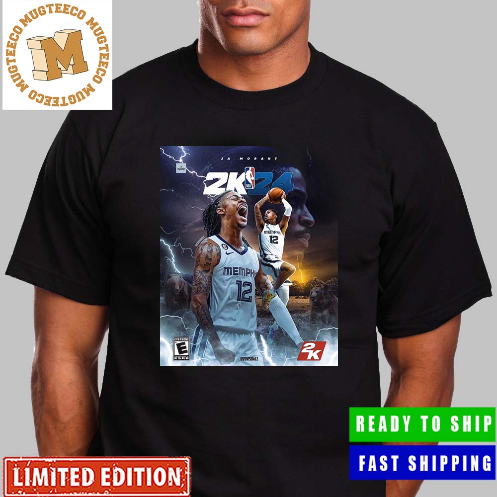 Ja Morant From Memphis Grizzlies The Cover Athlete for NBA 2K24 Unisex T- Shirt - Mugteeco