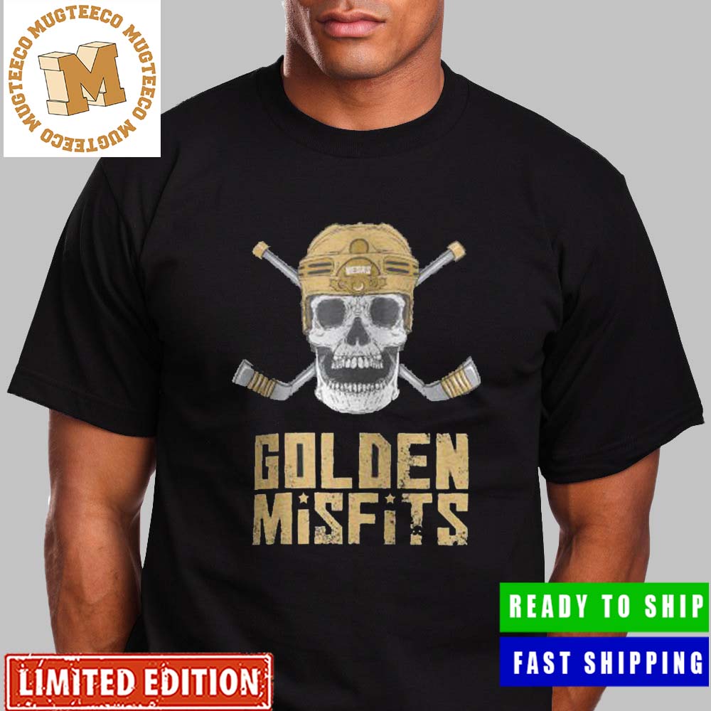 Vegas Golden Knights Golden Misfits Skull And Hockey Unisex T