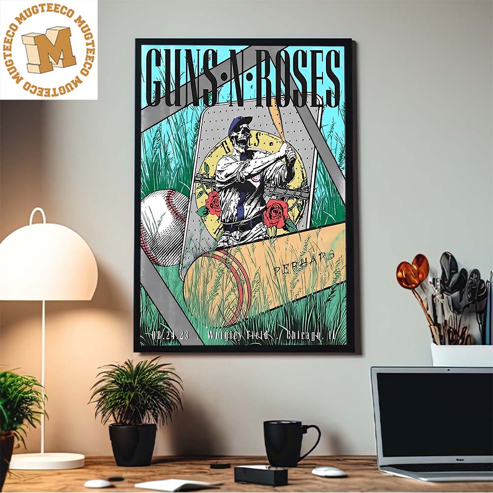 Guns N Roses at Wrigley Field Chicago Cubs August 24 2023 Perhaps Decor  Poster Canvas - Mugteeco