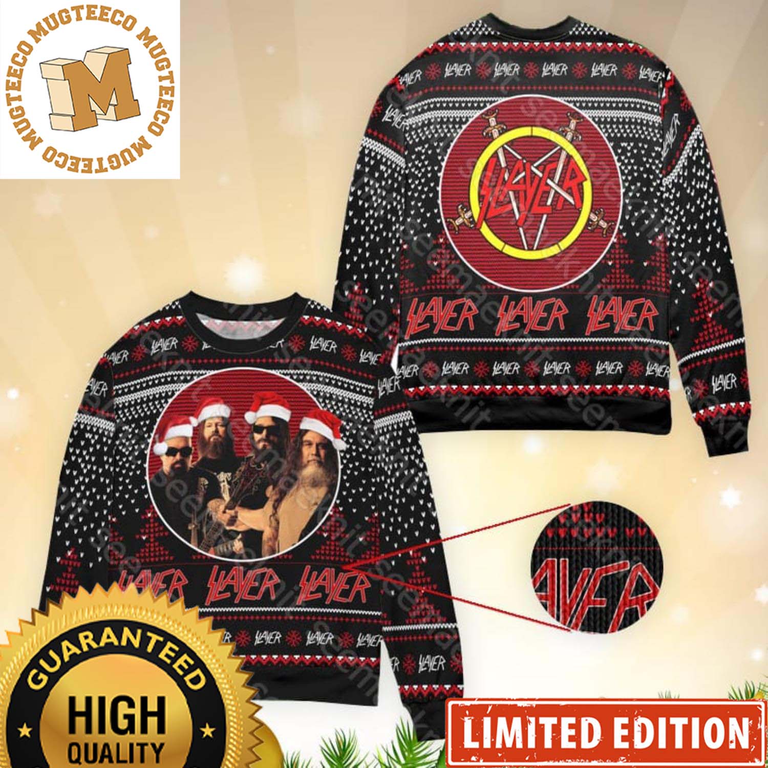 Sleigher Christmas Slayer Band Sweater - Owl Fashion Shop