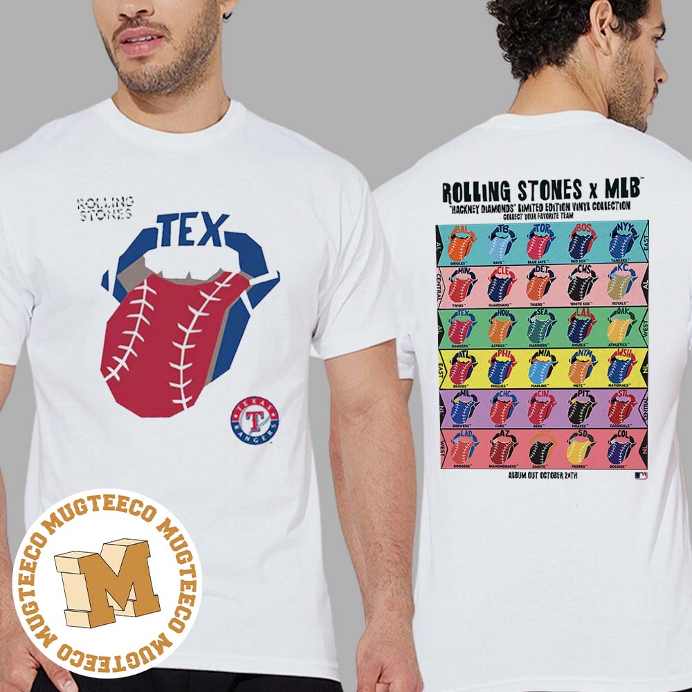 The Rolling Stones x Texas Rangers Vinyl MLB Hackney Diamonds Limited  Edition Classic T-Shirt - Mugteeco