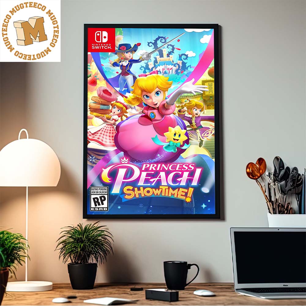 Princess Peach Showtime New Box Art Has Been Updated Nintendo Switch Home  Decor Poster Canvas - Mugteeco