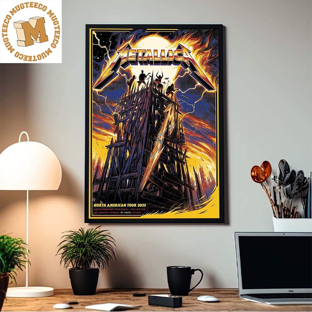 Metallica North American Tour 2023 In St Louis Exclusive Yellow Colorway  Poster Canvas For Home Decor - teejeep