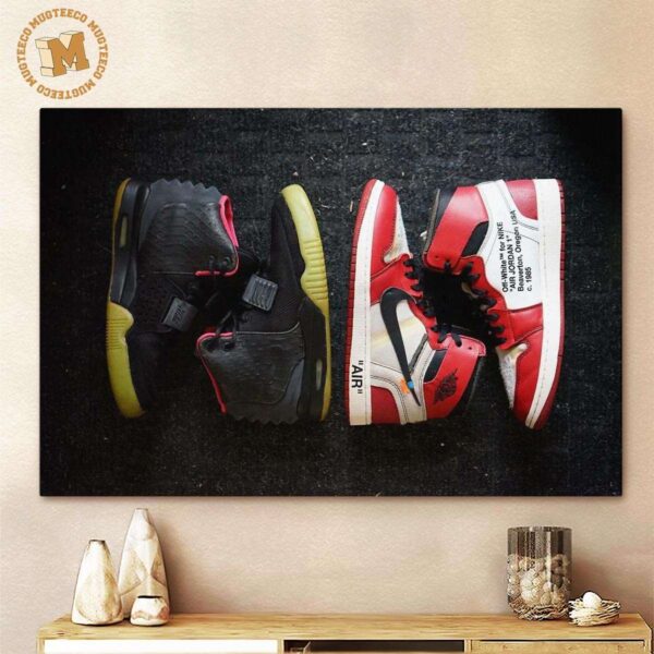 Nike Air Yeezy 2 Solar Red x Nike Air Jordan 1 Chicago Off-White Legendary Decor Poster Canvas