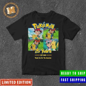 Pokemon Ash And Pikachu 25 Years Thank You For The Memories 1997-2023 Vintage T-Shirt