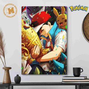 Pokemon Ash Ketchum After 25 Years To Become World Champion Hero Artwork Decor Poster Canvas