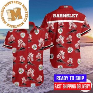Barnsley F Logo And Palm Tree In Red Hawaiian Shirt