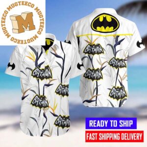 Batman Original Logo All Over Print In White Hawaiian Shirt