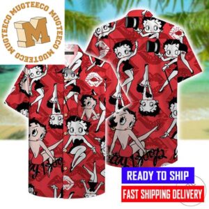 Betty Boop All Over Print In Red Hawaiian Shirt