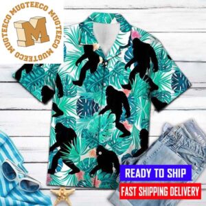 Bigfoot Tropical In Green Hawaii Shirt