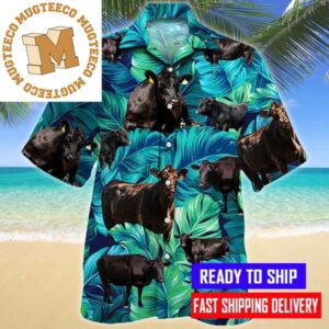 Black Angus Cattle Lovers Tropical Hawaiian Shirt