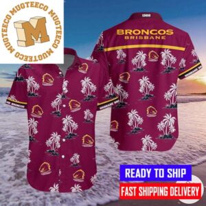 Brisbane Broncos Palm Tree In Maroon Hawaiian Shirt