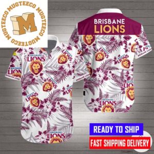 Brisbane Lions Logo And Leaves Pattern  Hawaiian Shirt