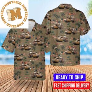 British Army Challenger 2 Combat Vehicle Tank Pattern Hawaiian Shirt