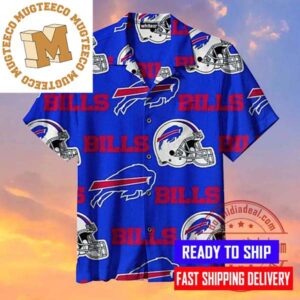 Buffalo Bills Football Horizontal Logo Collection Pattern Blue Hawaiian Shirt