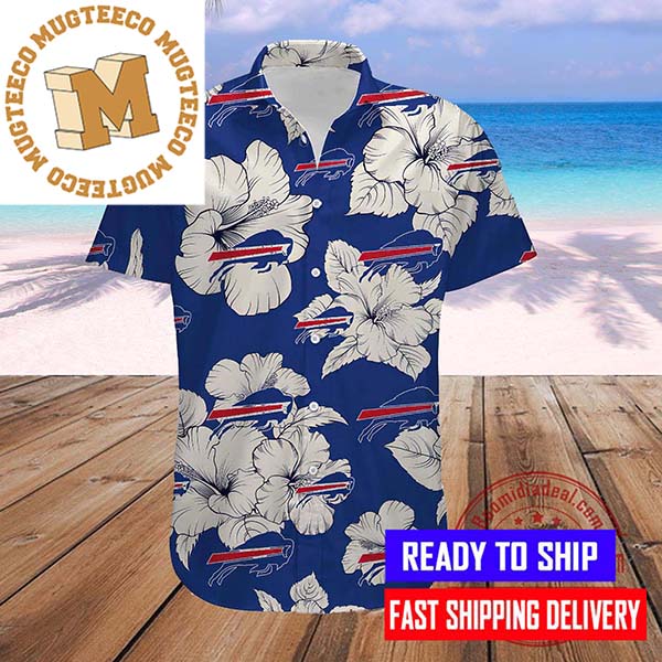 Buffalo Bills NFL Logo And Hibiscus Pattern Hawaiian Shirt - Mugteeco