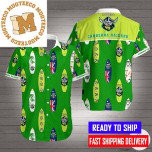 Canberra Raiders Pattern Green Hawaiian Shirt