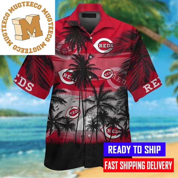 Cincinnati Reds Logo Tropical Palm Tree Hawaiian Shirt Mugteeco