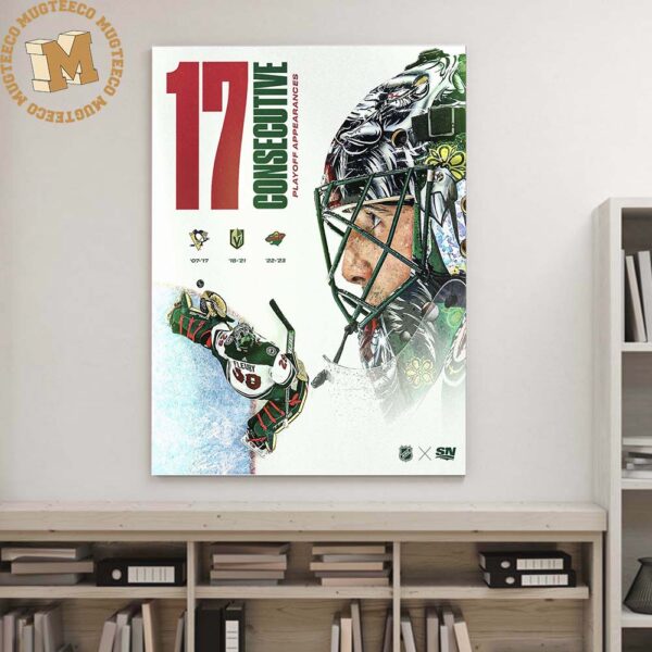 NHL Marc-Andre Fleury 17 Consecutive Playoff Appearances 2017-2023 Art Decor Poster Canvas