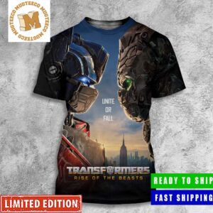 Transformers Rise Of The Beasts Optimus Prime And Optimus Primal Unite Or Fall All Over Print Shirt