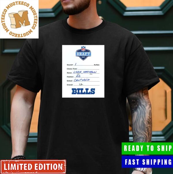 Vintage NFL Draft Card Lynch Marshawn Bills From Draft Picks To Legends Vintage T-Shirt