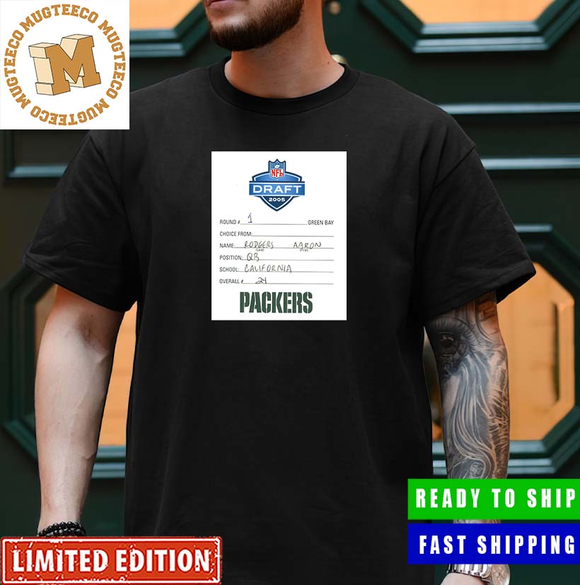 Vintage NFL Draft Card Rodgers Aaron Packers From Draft Picks To Legends Unisex T-Shirt