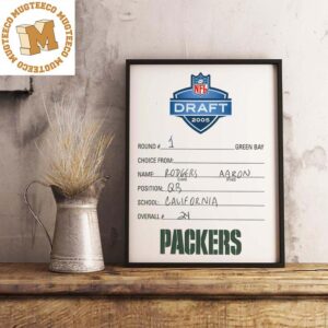 Vintage NFL Draft Card Rodgers Aaron Packers From Draft Picks To Legends Vintage Home Decor Poster Canvas