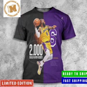 Celebrate LeBron James 2K Dimes Club 2000 Career Playoff Assists All Over Print Shirt
