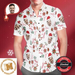 Christmas Gift Christmas Pattern Funny Custom Personalized Hawaiian Shirt With Face For Men