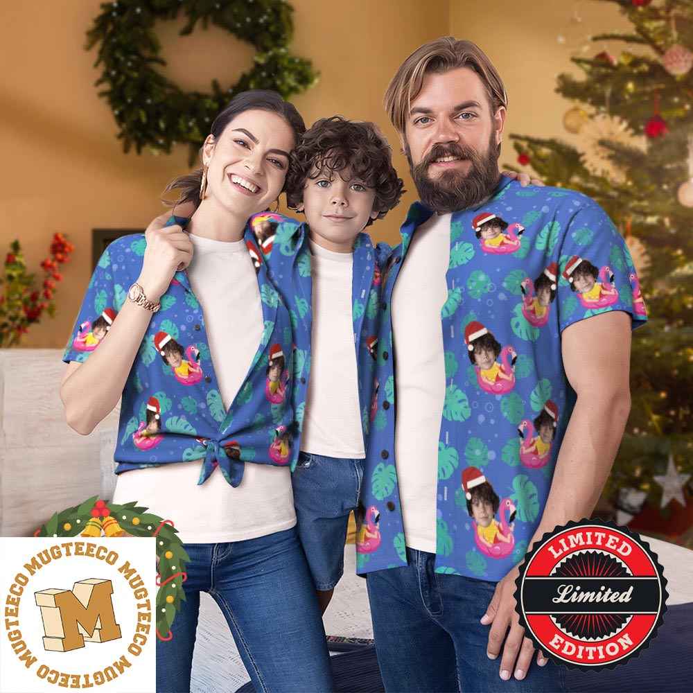 Christmas Gift Custom Personalized Family Hawaiian Shirt With Face Santa  Pool Party Gift for Family 2023 - Mugteeco