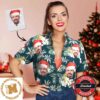 Christmas Gift Custom Personalized Hawaiian Shirt With Face Funny Santa Claus Christmas Shirt With Machine Gun 2023