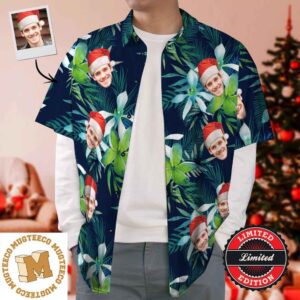 Christmas Gift Tropical Style Custom Personalized Hawaiian Shirt With Face Santa Hat 2023