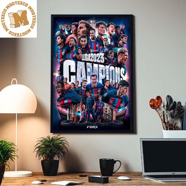Congrats Barcelona Champions Of La Liga 2022-23 Home Decorations Poster Canvas