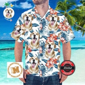 Custom Personalized Hawaiian Shirt With Dog Face Colorful Tropical Pattern Summer 2023