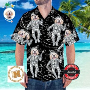 Custom Personalized Hawaiian Shirt With Dog Face Hawaiian Shirt Space Pattern 2023