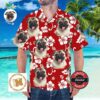 Custom Personalized Hawaiian Shirt With Dog Face Leaves & Flowers Pattern Summer Gift 2023