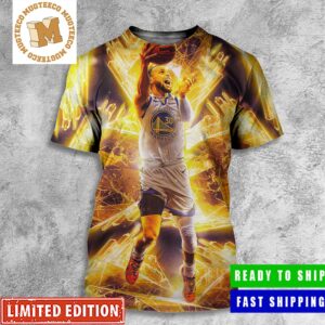Golden State Warriors Stephen Curry Gold Blooded Throwing The Ball All Over Print Shirt
