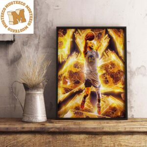 Golden State Warriors Stephen Curry Gold Blooded Throwing The Ball Decorations Poster Canvas