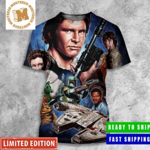 Happy Star Wars Day Characters Han Solo Boba Fett Wookie Vintage Art May The 4th Be With You All Over Print Shirt