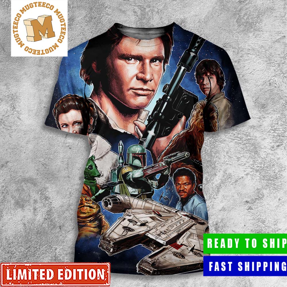 Kreta gys Sølv Happy Star Wars Day Characters Han Solo Boba Fett Wookie Vintage Art May  The 4th Be With You All Over Print Shirt - Mugteeco