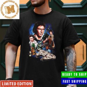 Happy Star Wars Day Characters Han Solo Boba Fett Wookie Vintage Art May The 4th Be With You Vintage T-Shirt