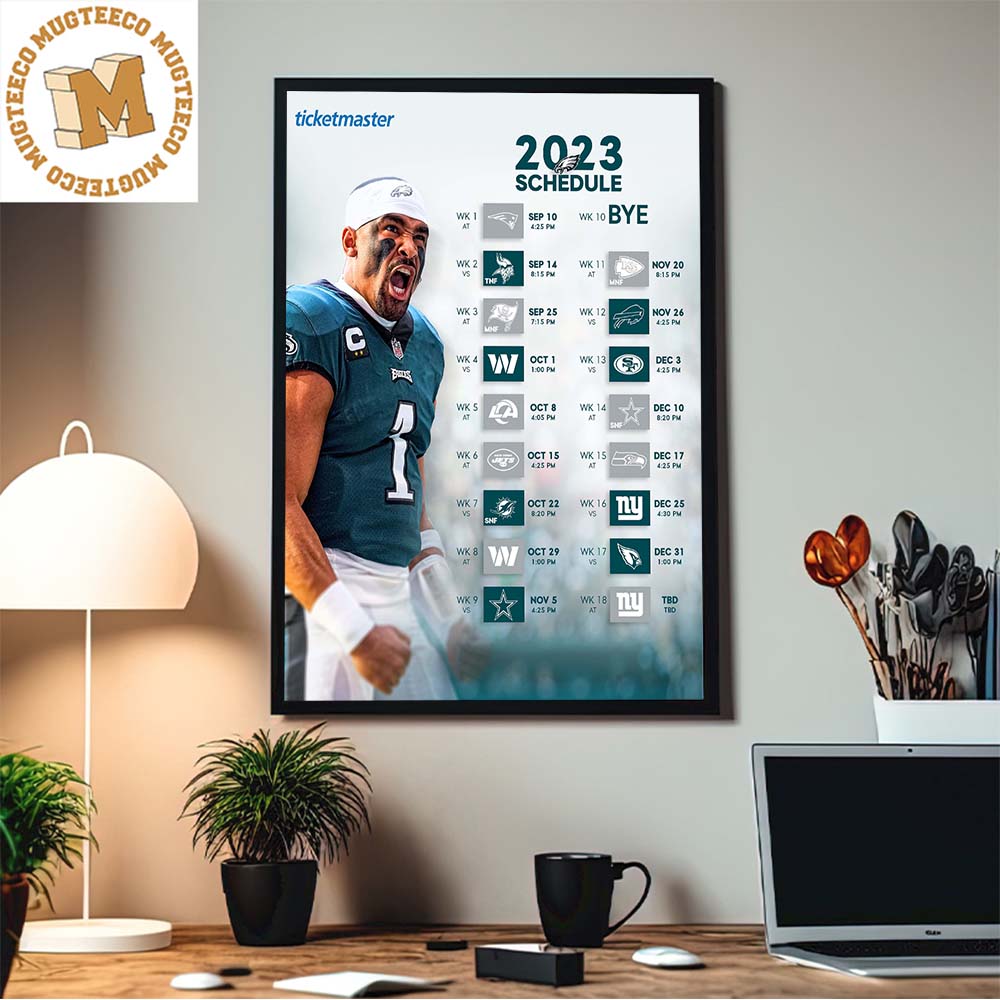 Philadelphia Eagles NFL 2023 Schedule All Kickoffs Home Decor Poster Canvas  - Mugteeco