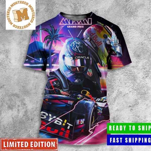 Redbull Racing Max Verstappen Miami Grand Prix Synthwave Style F1 All Over Print Shirt