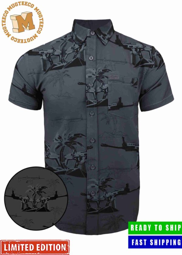 Retro Riffle With Palm Tree Classic Grey Gun Hawaiian