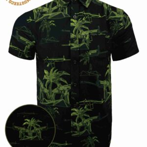 Retro Riffle With Palm Tree Deep Green Gun Hawaiian