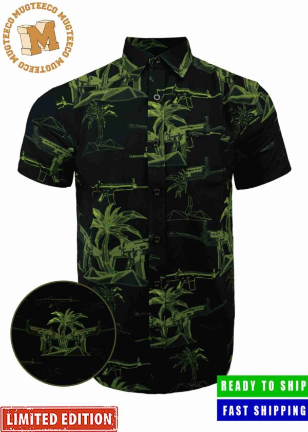 Retro Riffle With Palm Tree Deep Green Gun Hawaiian