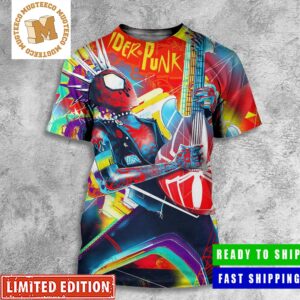 Spider-Punk In Spider-Man Across The Spider-Verse Playing His Guitar All Over Print Shirt
