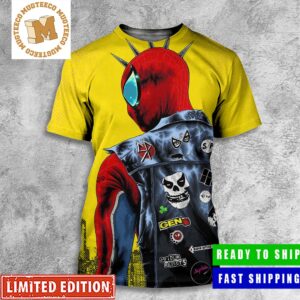 Spider Punk In Spiderman Across The Spiderverse Punk Rock Jacket Detail All Over Print Shirt